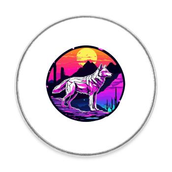 Wolf / Pack / Forest / Wild / Wildlife / Howl - Round  fridge magnet - white - Front
