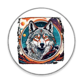 Wolf / Rudel / Wald / Wild / Tierwelt / heulen - Runder Kühlschrankmagnet - Weiß - Vorne