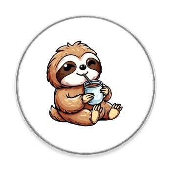 Designs for Kids – Flauschige Faultiere - Runder Kühlschrankmagnet - Weiß - Vorne