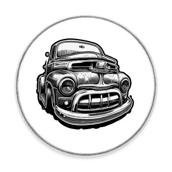 Car / Vehicle / Passenger Car / Mobile / Old Timer / Driving - Round  fridge magnet - white - Front