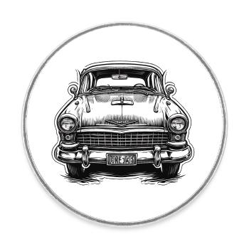 Car / Vehicle / Passenger Car / Mobile / Old Timer / Driving - Round  fridge magnet - white - Front