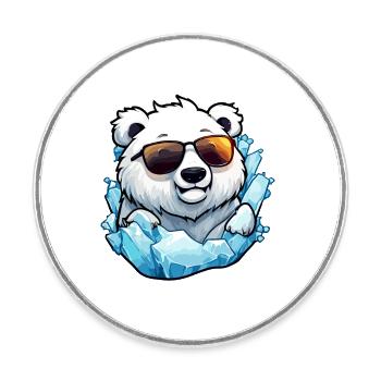 Ours polaire / Animal / Norpol / hiver / enfantin / mignon - Magnet rond - blanc - Devant