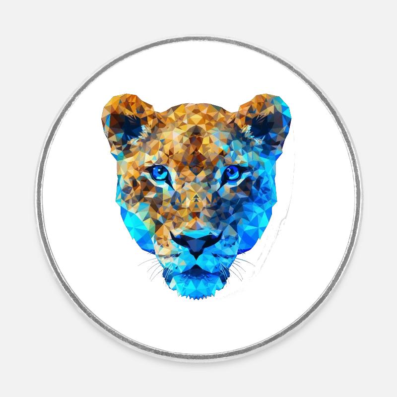 Polygon Tiger - Round fridge magnet - white