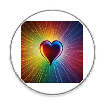 Regenbogen Herz - Runder Kühlschrankmagnet - Weiß - Vorne