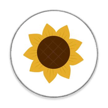 Sunflower - Round  fridge magnet - white - Front