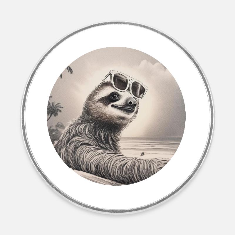 SlothLife - Round  fridge magnet - white