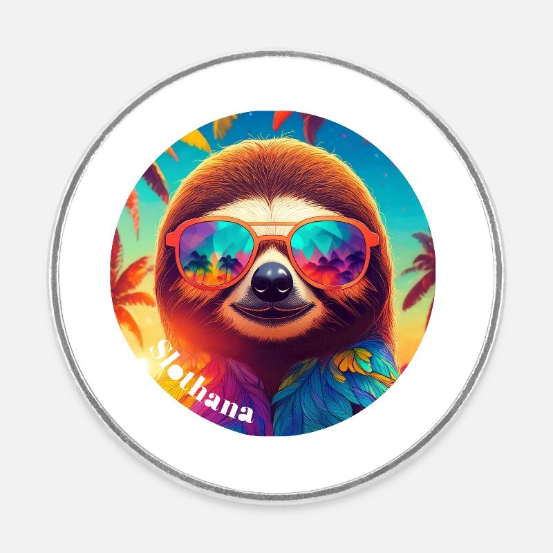 Chemise « Slothlife » - Magnet rond - blanc