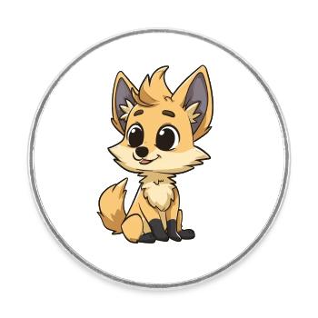 Renard mignon avec de grands yeux - Magnet rond - blanc - Devant