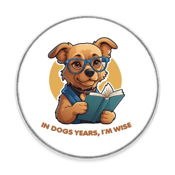 Sagesse canine - Magnet rond - blanc - Devant