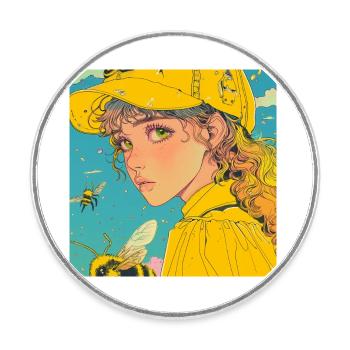 Anime des années 80 Anime Teen Calmant Impression de mode de haute qualité - Magnet rond - blanc - Devant