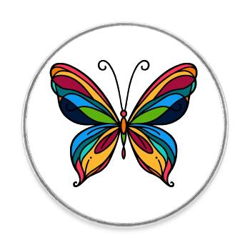 Schmetterling - Runder Kühlschrankmagnet - Weiß - Vorne