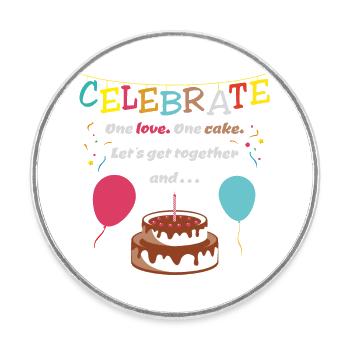 Geburtstagsjingle - Birthday - One love one cake - Round  fridge magnet - white - Front