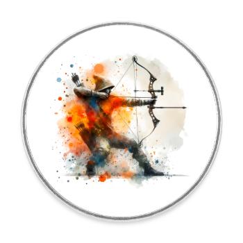 Watercolor archer - Round  fridge magnet - white - Front