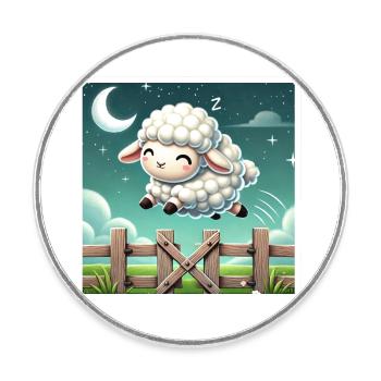 Counting sheep at night - Round  fridge magnet - white - Front