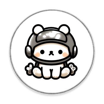 Fun Dog with Helmet - Magnet rond - blanc - Devant