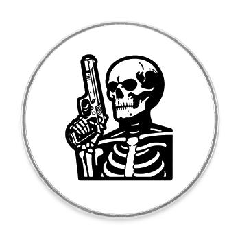 Squelette avec Arme - Magnet rond - blanc - Devant