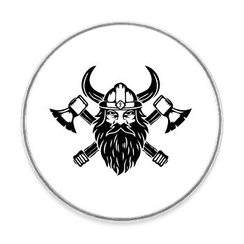 Wikinger mit Axt und Helm - Runder Kühlschrankmagnet - Weiß - Vorne
