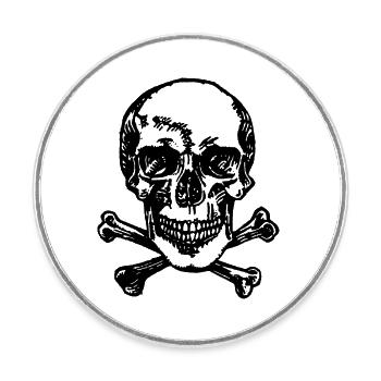 Pirate crâne et os - Magnet rond - blanc - Devant