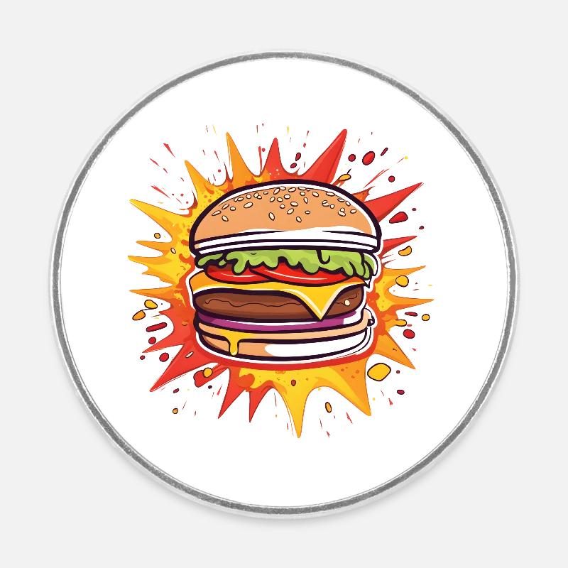 Burger mit vollem Geschmack - Runder Kühlschrankmagnet - Weiß