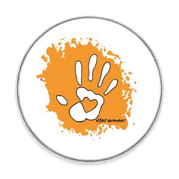 Petroglyph - Stay Human! - Runder Kühlschrankmagnet - Weiß - Vorne
