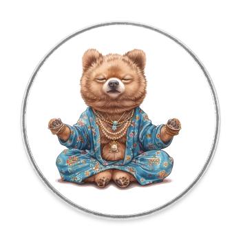 La méditation profonde de l’ours - Magnet rond - blanc - Devant