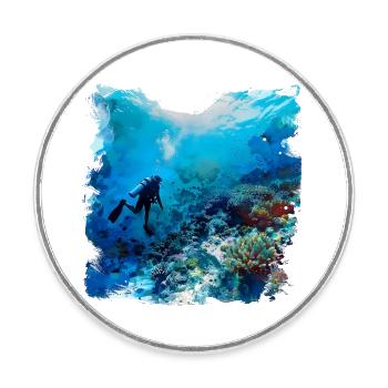 Immerse yourself in a foreign world - Round  fridge magnet - white - Front