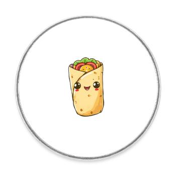 Appetitlicher Wrap Kebab Cartoon - Runder Kühlschrankmagnet - Weiß - Vorne