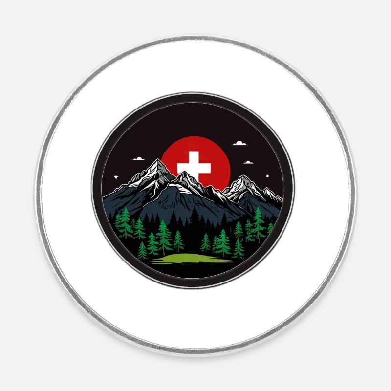 Schweizer Flagge - Runder Kühlschrankmagnet - Weiß