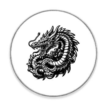 Dragon - Round  fridge magnet - white - Front
