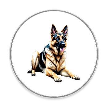 German Shepherd - Round  fridge magnet - white - Front