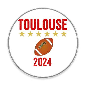 Toulouse Rugby 6 Stars Sport Pride - Round  fridge magnet - white - Front