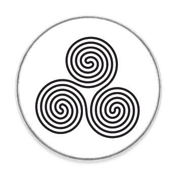 Triskelion Noir - Magnet rond - blanc - Devant