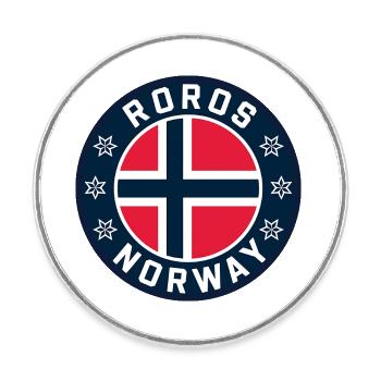 Roros Norwegen Flagge - Runder Kühlschrankmagnet - Weiß - Vorne