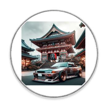 JDM Temple - Round  fridge magnet - white - Front
