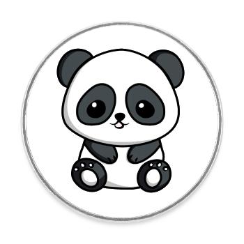 Süßer Chibi-Panda | Niedliches Panda-Design - Runder Kühlschrankmagnet - Weiß - Vorne