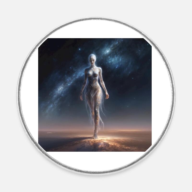 Interstellar Wanderer - Round  fridge magnet - white