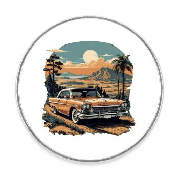 Oldtimer Leidenschaft: Stilvolle Kollektion - Runder Kühlschrankmagnet - Weiß - Vorne