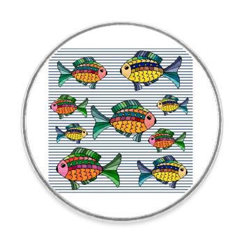 Fische - Runder Kühlschrankmagnet - Weiß - Vorne