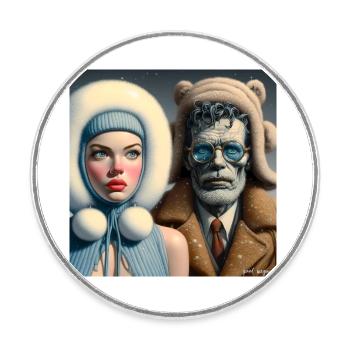 froid! - Magnet rond - blanc - Devant