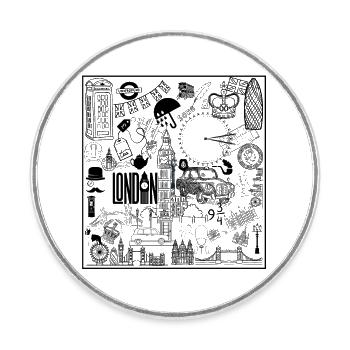 Iconic London Sketch Design - Round  fridge magnet - white - Front