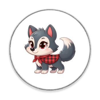Wolf 7 - Round  fridge magnet - white - Front