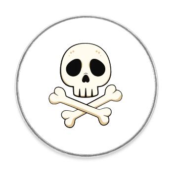 Cartoon skull and crossbones - Round  fridge magnet - white - Front