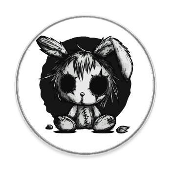 Mignon lapin effrayant - Magnet rond - blanc - Devant