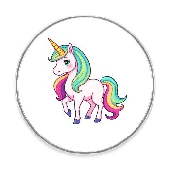 Mystical Rainbow Unicorn Horse Fantasy - Round  fridge magnet - white - Front