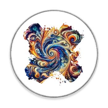 Vibrant Abstract Swirl - Round  fridge magnet - white - Front