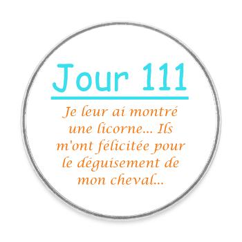 Jour 111 : licorne - Magnet rond - blanc - Devant