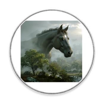 Étoile de cheval - Magnet rond - blanc - Devant