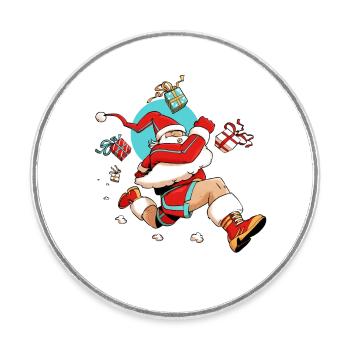 Runner Santa - Magnet rond - blanc - Devant