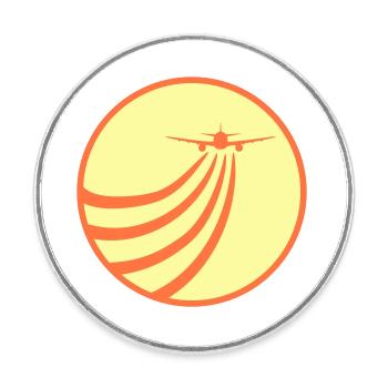 Airplane Flying In The Sun Flying Stripe Round - Round  fridge magnet - white - Front