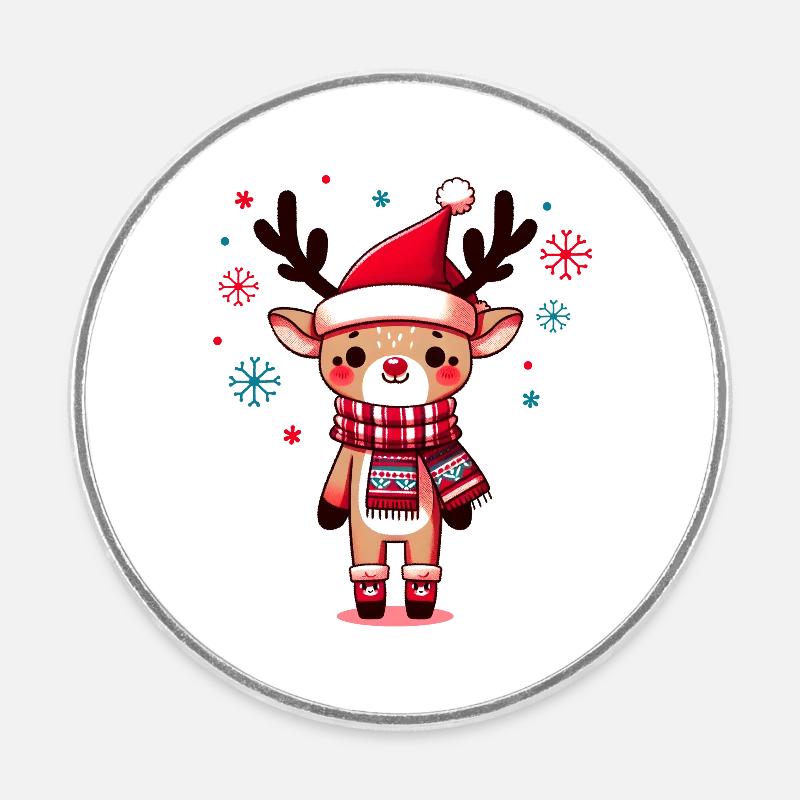 Cute Reindeer Christmas Magic - Round  fridge magnet - white